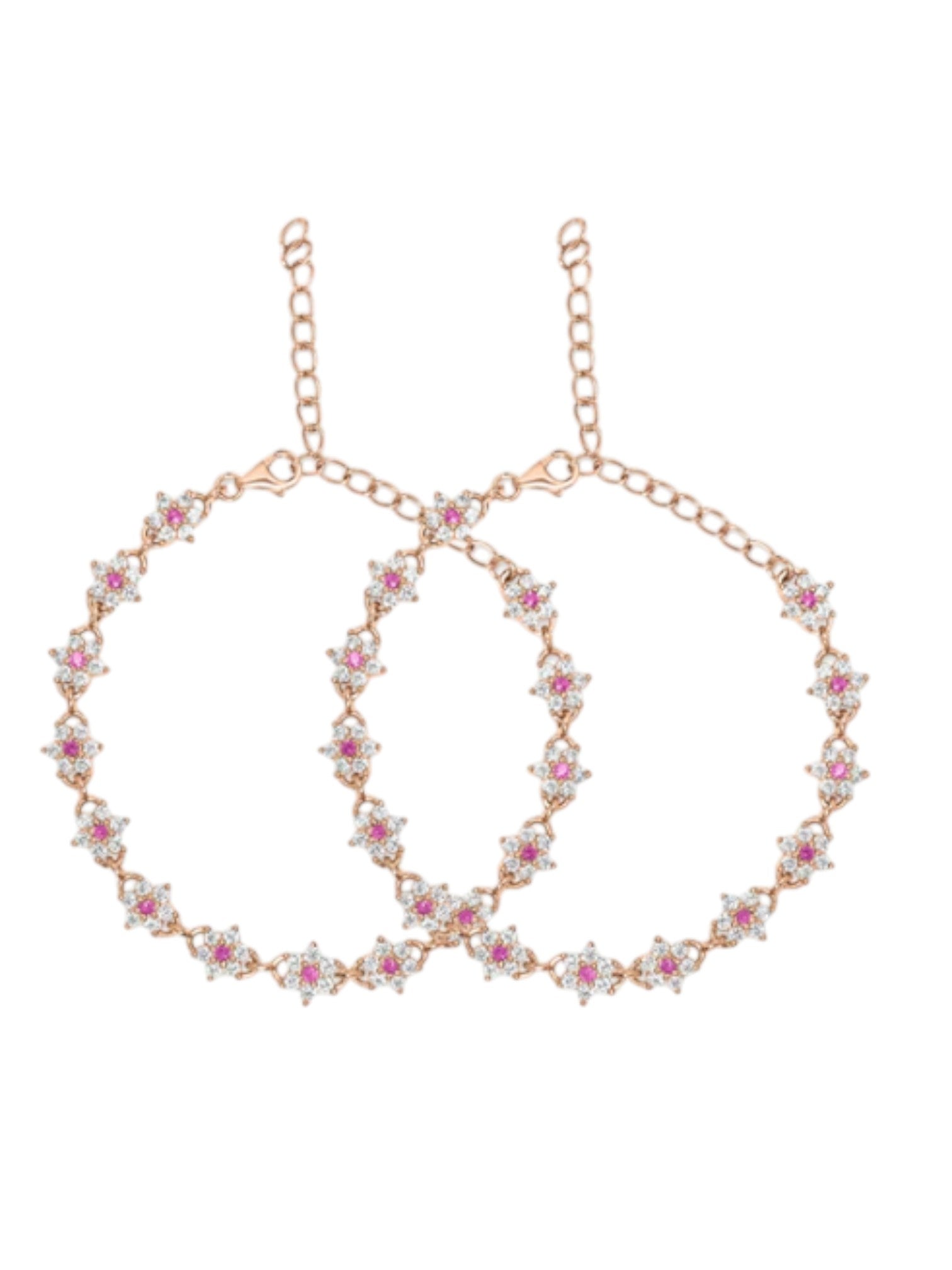 flower Zirconia Rose Gold Plated 925 Sterling Silver By Kesardeep Impex For Women's Anklet