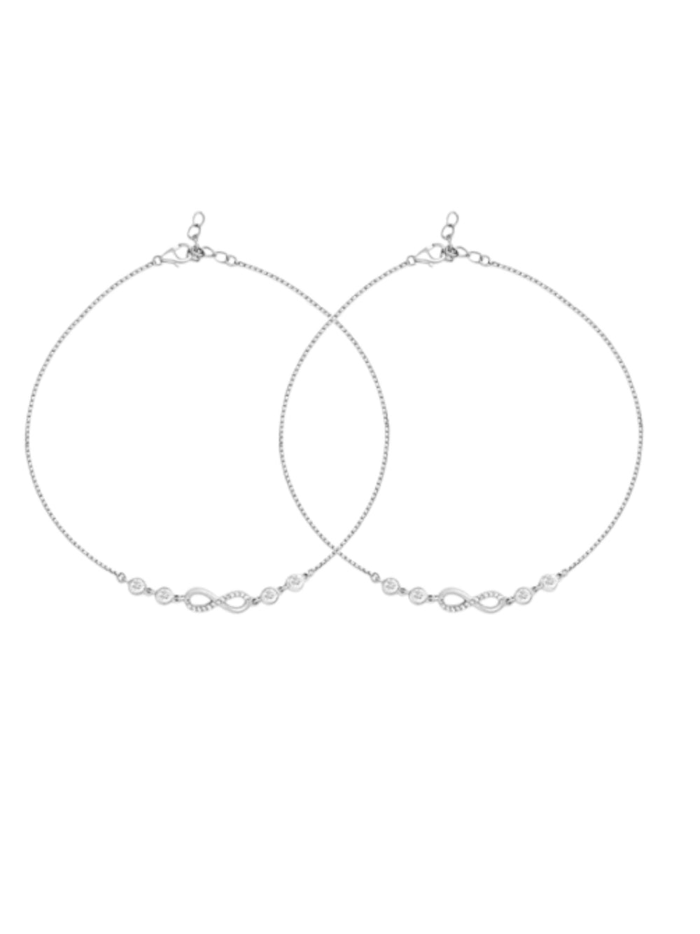 Infinite Sparkle Rhodium Plated Kesardeep Impex By 925 Sterling Silver Anklet For Women