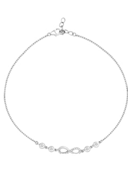 Infinite Sparkle Rhodium-Plated Kesardeep Impex By 925 Sterling Silver Anklet For Women