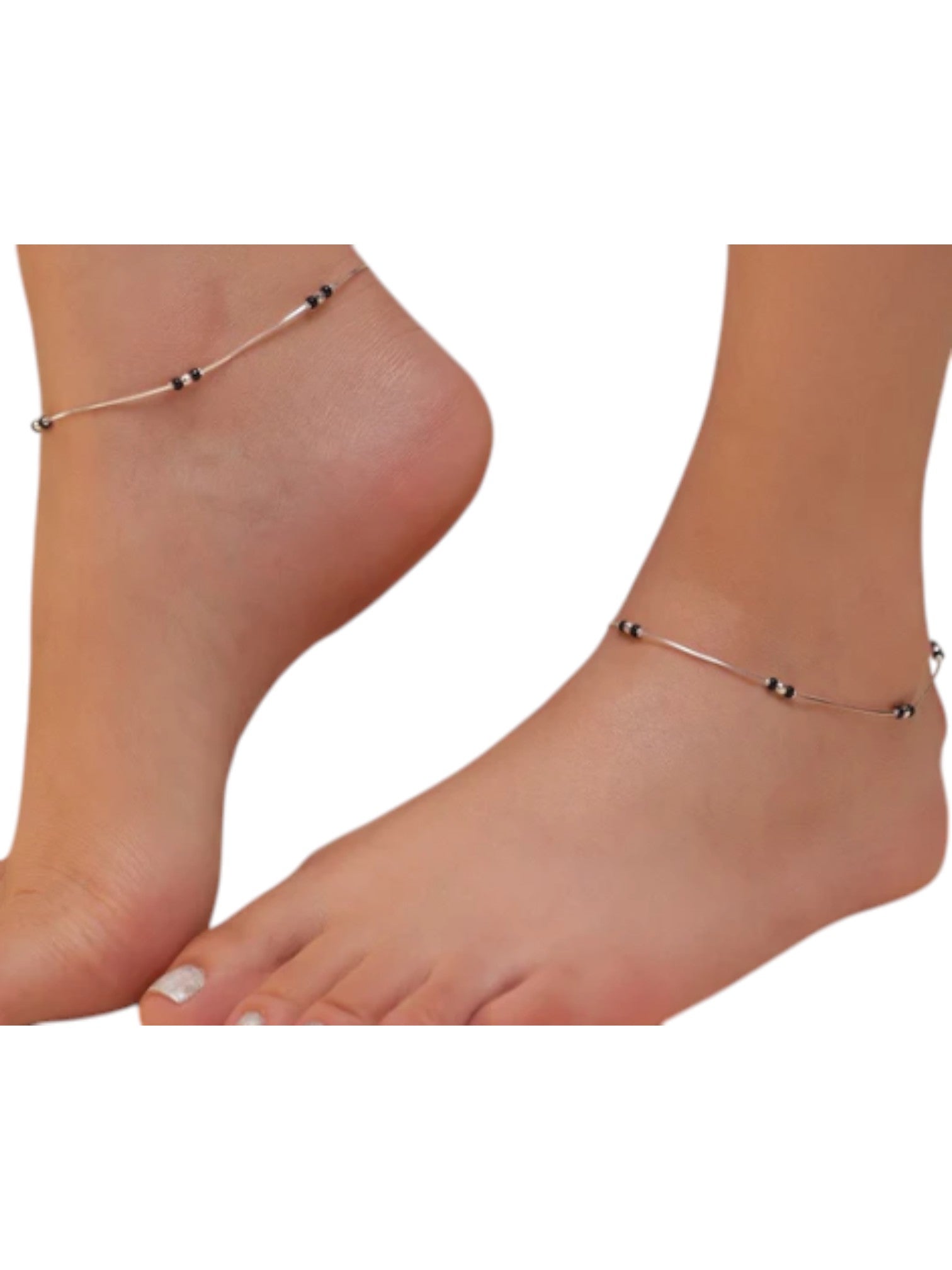 Shimmering Harmony: Rhodium-Plated 925 Sterling Silver By  Kesardeep Impex Anklet For Women