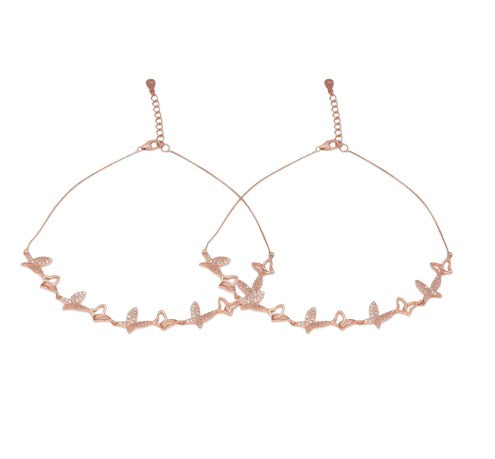 Butterfly Rose Gold Plated Embraced 925 Sterling Silver Anklet By Kesardeep Impex For Women