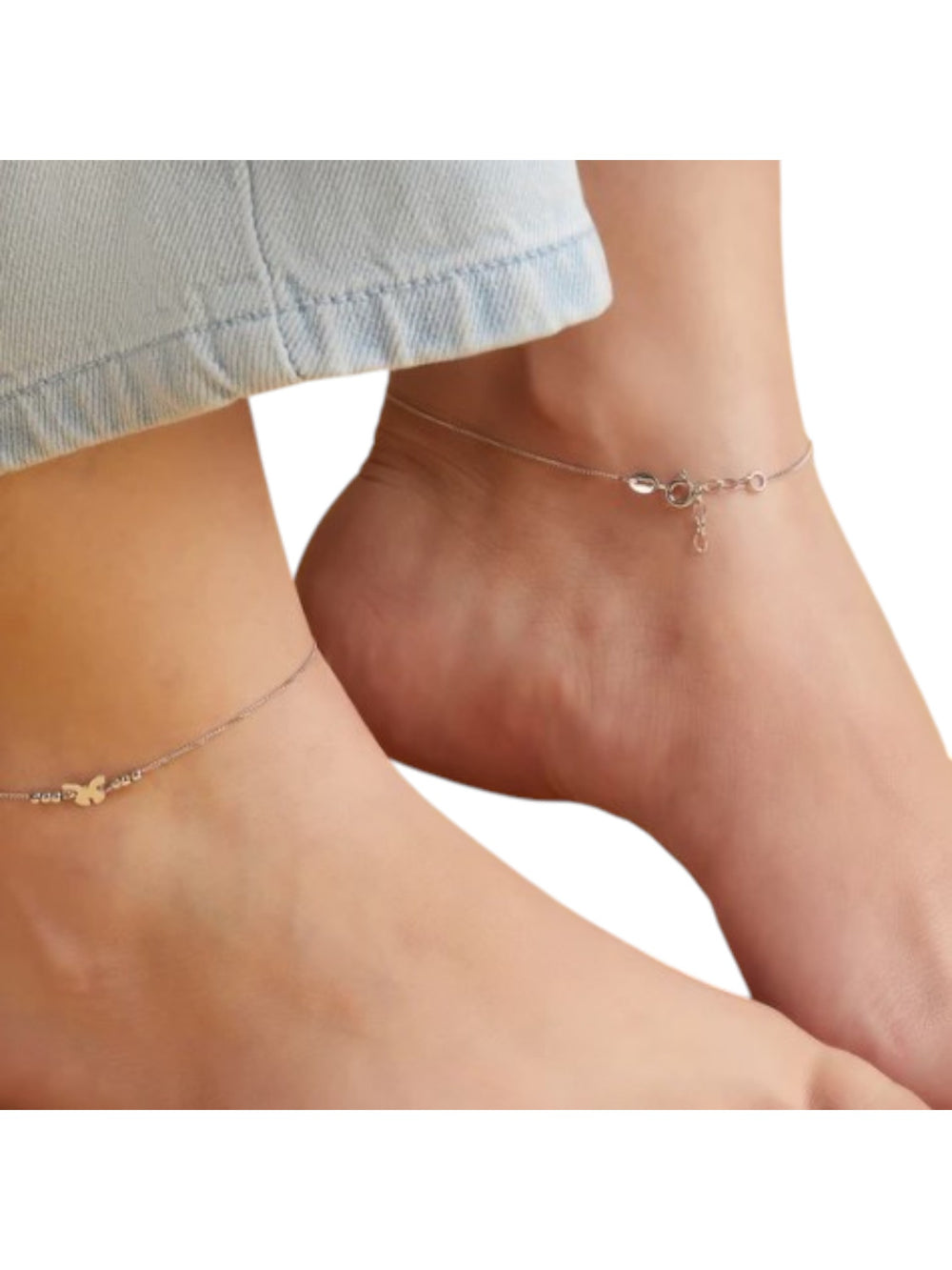 Minimalistic Butterfly 925 Sterling Silver Anklets By Kesardeep Impex For Women
