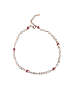 Floral Cubic Zirconia Rose Gold Plated 925 Sterling Silver Anklet By Kesardeep Impex For Women