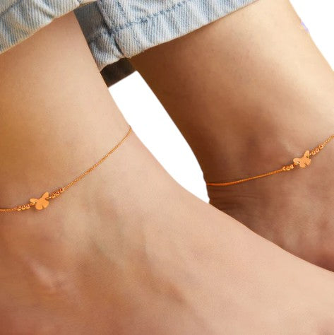 Minimalistic Butterfly 925 Sterling Silver Anklets By Kesardeep Impex For Women