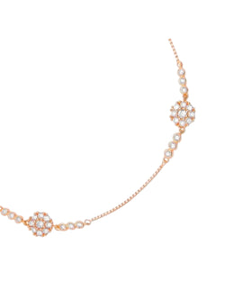 Floral Aura Rose Gold Plated CZ 925 Sterling Silver Anklet By Kesardeep Impex For Women