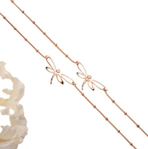 Rainbow Butterfly Rose Gold Plated 925 Sterling Silver Anklet By Kesardeep Impex For Women