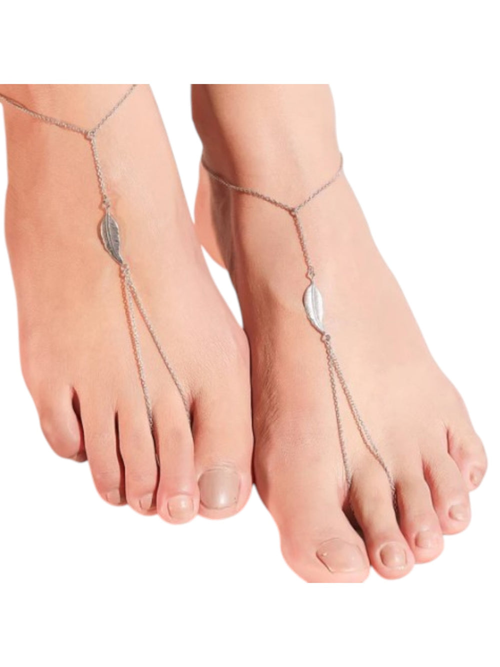 Leafy Multistring Rhodium Plated 925 Sterling Silver Chained Anklet By Kesardeep Impex For Women