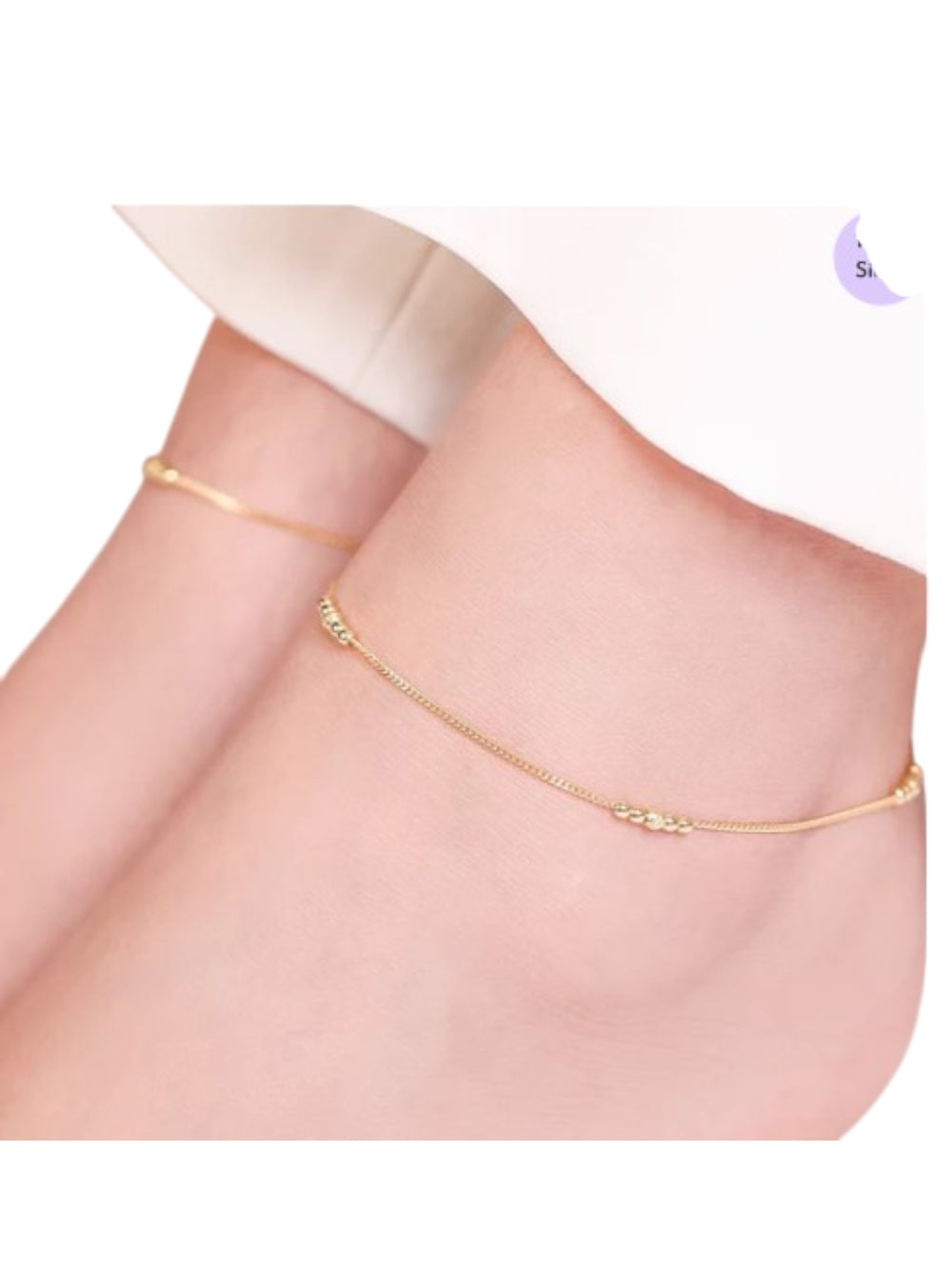 Beaded Gold-Plated 925 Sterling Silver Chained Anklet By Kesardeep Impex For Women