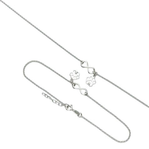 Infinity and Paw 925 Sterling Silver Anklets By Kesardeep Impex For Women
