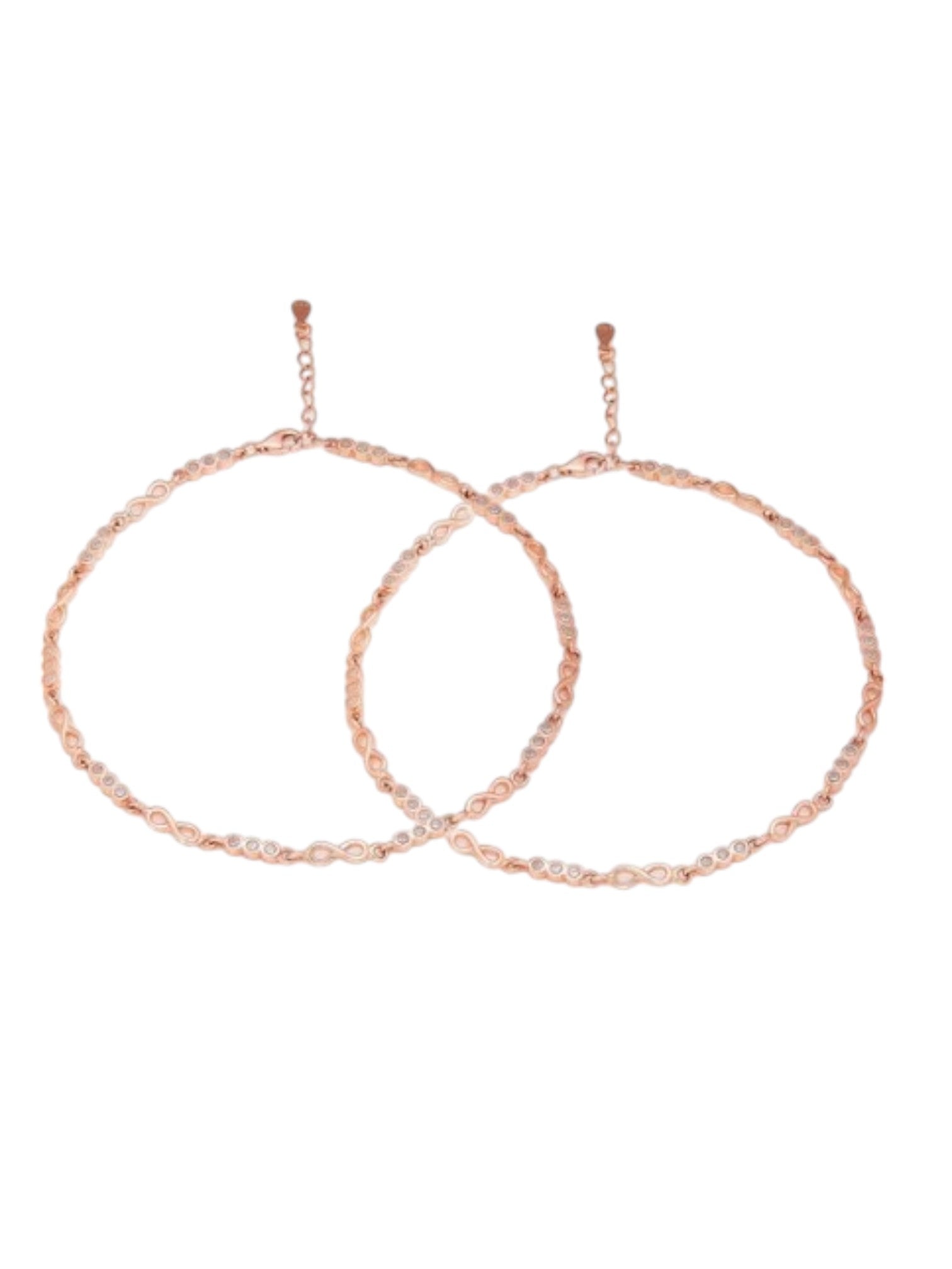 Infinite Sparkle Rose Gold-Plated 925 Sterling Silver Anklet By Kesardeep Impex For Women