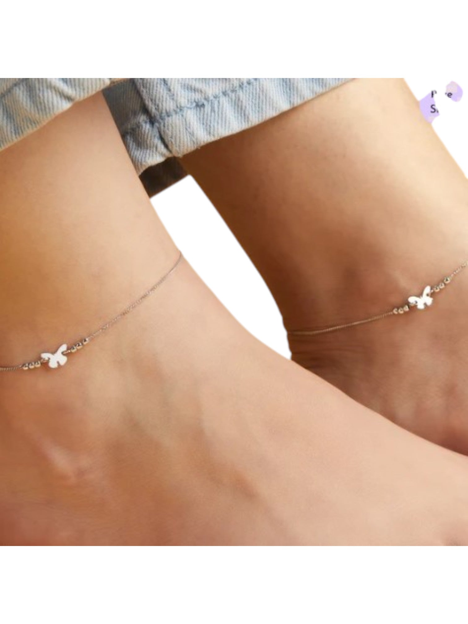 Minimalistic Butterfly 925 Sterling Silver Anklets By Kesardeep Impex For Women