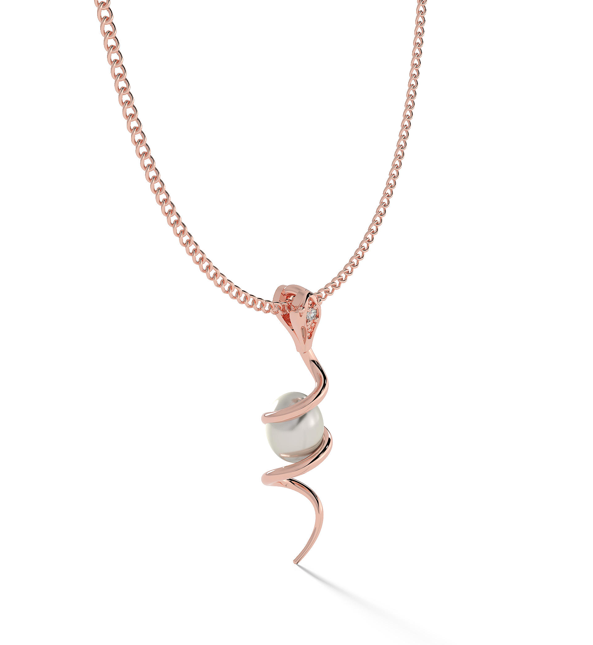 Serpentine Pearl Pendant With Chain, Hallmarked 925 Sterling Silver - sitabo