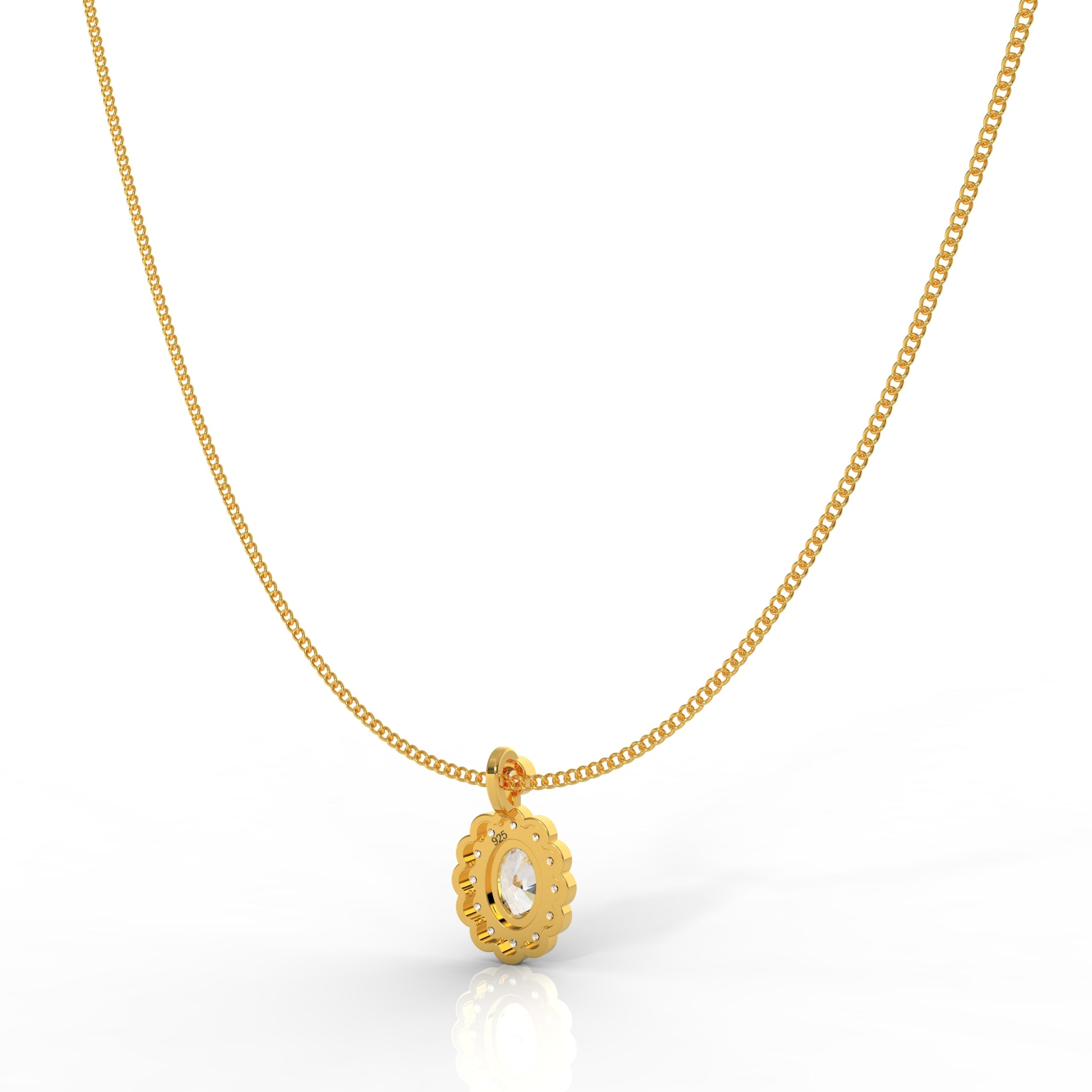 Classic Solitaire Pendant With Chain For Party-wear, Hallmarked 925 Sterling Silver - sitabo