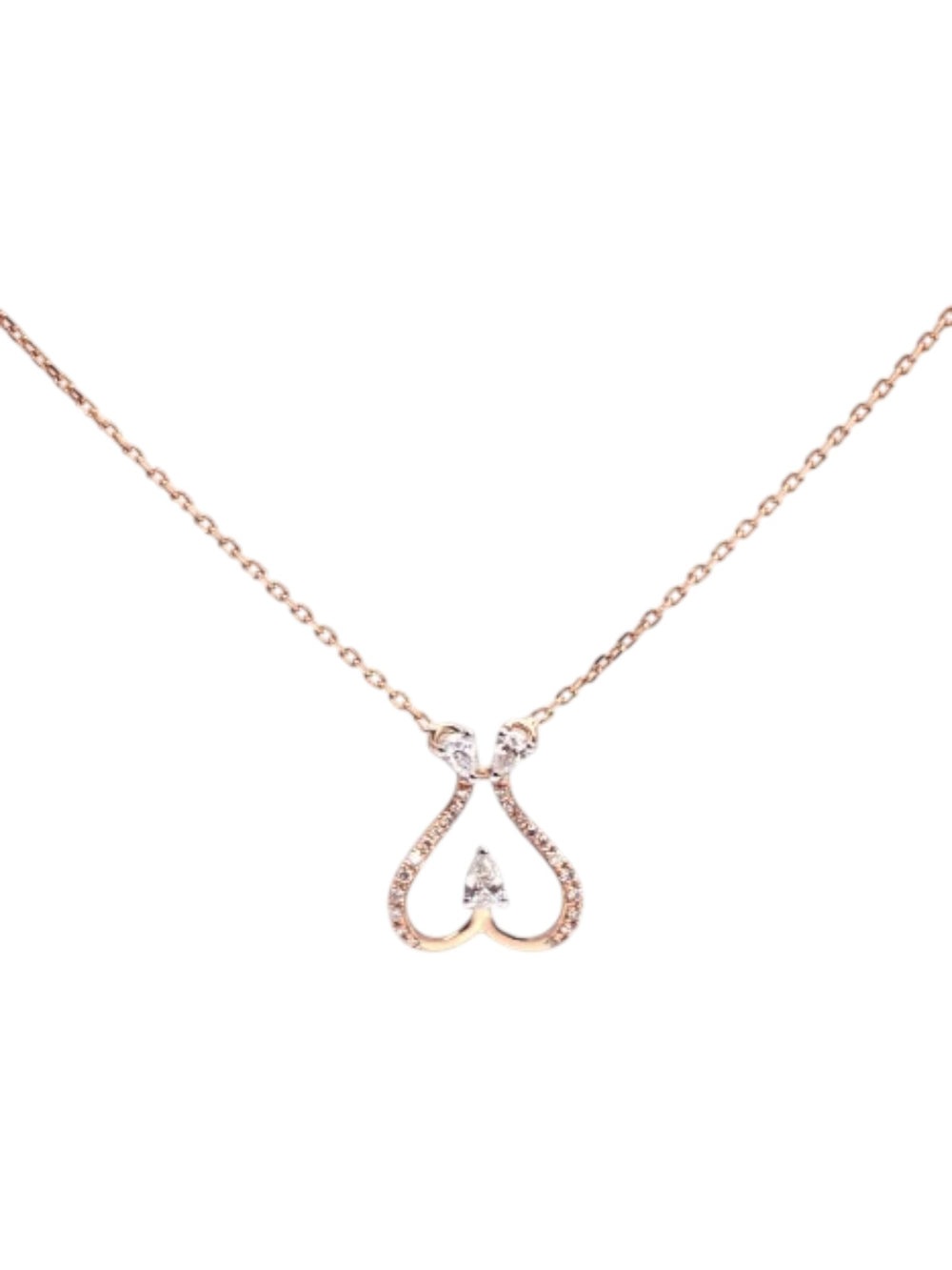 925 Sterling Silver Minimal  Design CZ Stones Rose Gold Plated Pendant With Chain For Women Kesardeep