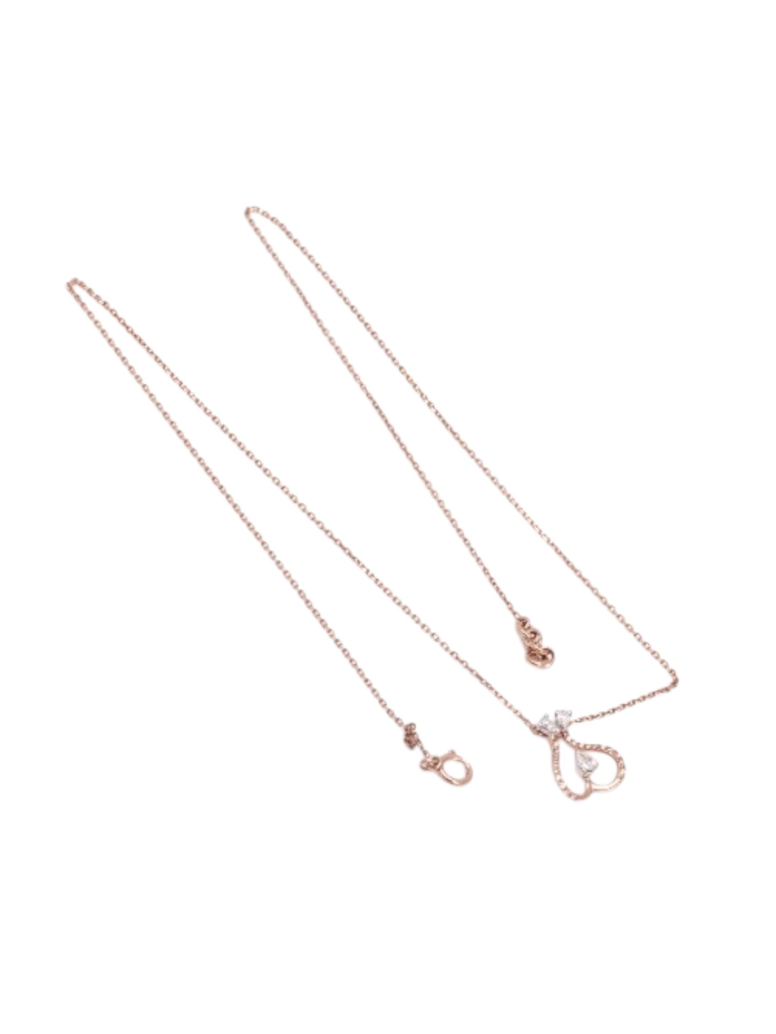 925 Sterling Silver Minimal  Design CZ Stones Rose Gold Plated Pendant With Chain For Women Kesardeep