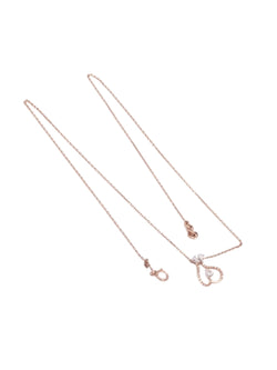 925 Sterling Silver Minimal  Design CZ Stones Rose Gold Plated Pendant With Chain For Women Kesardeep