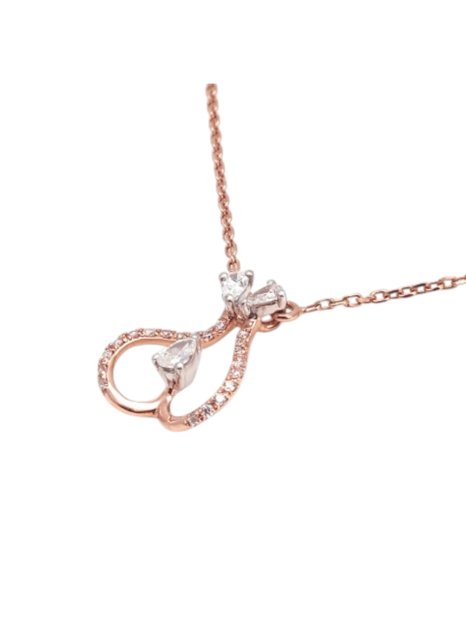 925 Sterling Silver Minimal  Design CZ Stones Rose Gold Plated Pendant With Chain For Women Kesardeep