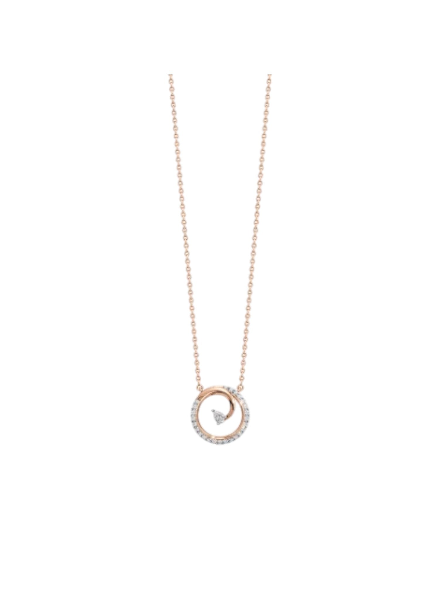 925 Sterling Silver Elegant Design CZ Stones Rose Gold Plated Pendant With Chain For Women Kesardeep