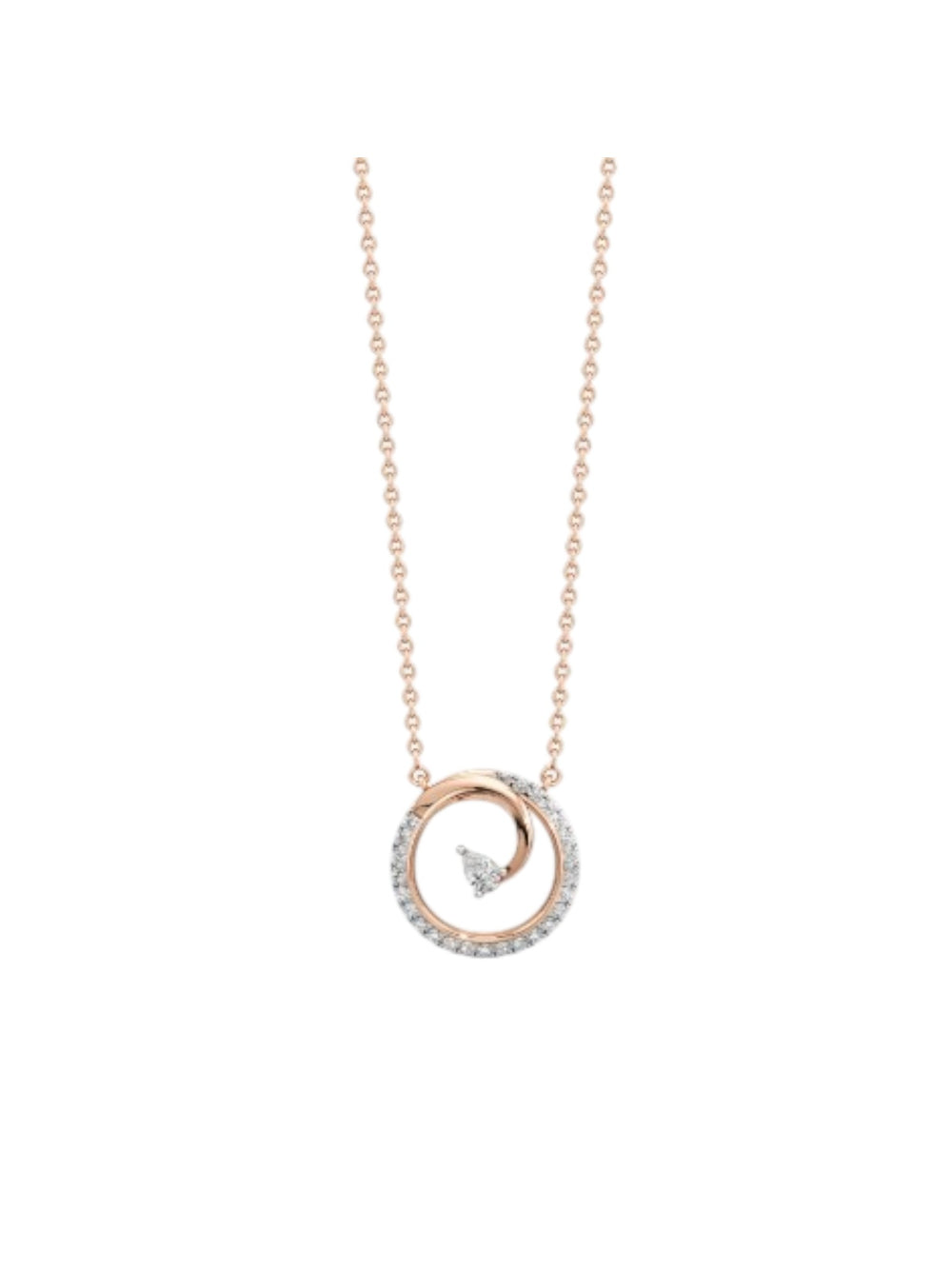 925 Sterling Silver Elegant Design CZ Stones Rose Gold Plated Pendant With Chain For Women Kesardeep