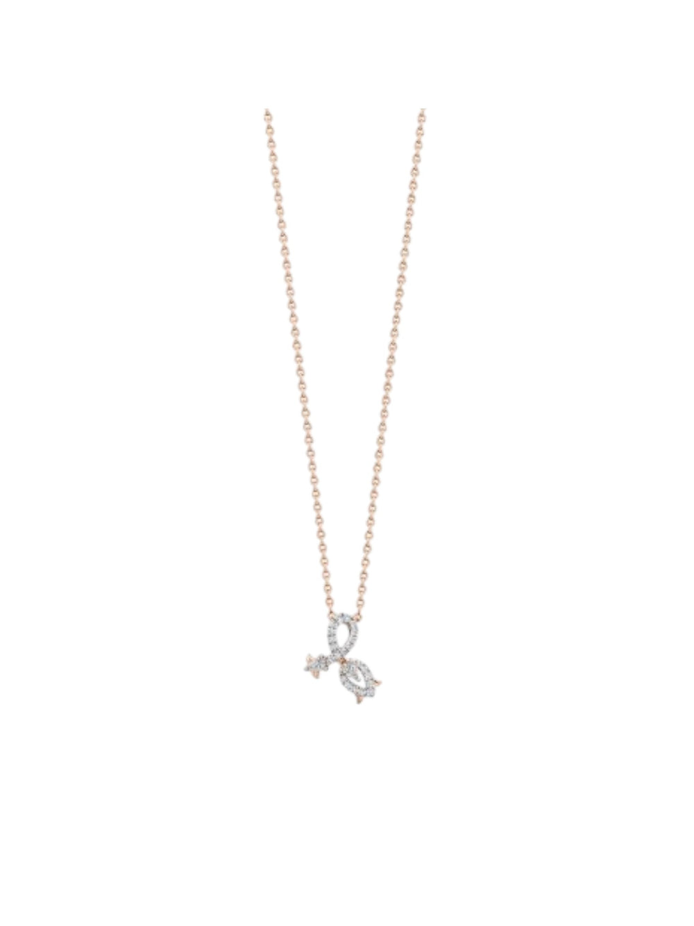 925 Sterling Silver Minimal Tulip Design CZ Stones Rose Gold Plated Pendant With Chain For Women Kesardeep