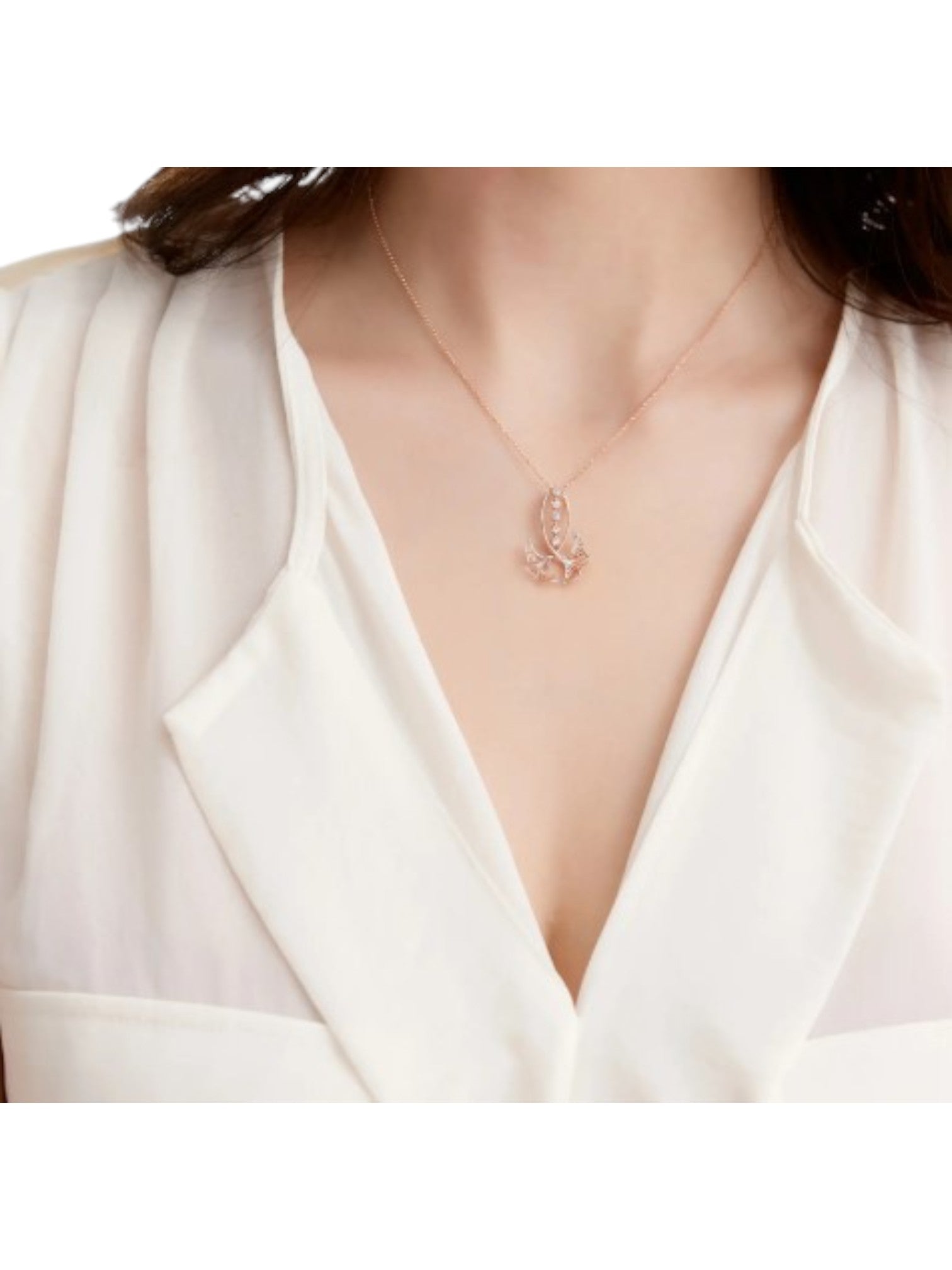 Trendy Flower Shape 925 Sterling Silver CZ Stone Rose Gold Plated Pendant With Chain For Women By Kesardeep