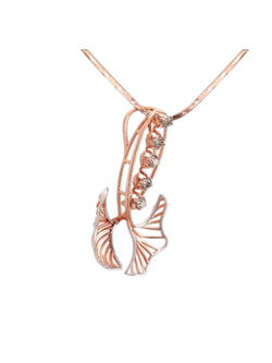 Trendy Flower Shape 925 Sterling Silver CZ Stone Rose Gold Plated Pendant With Chain For Women By Kesardeep