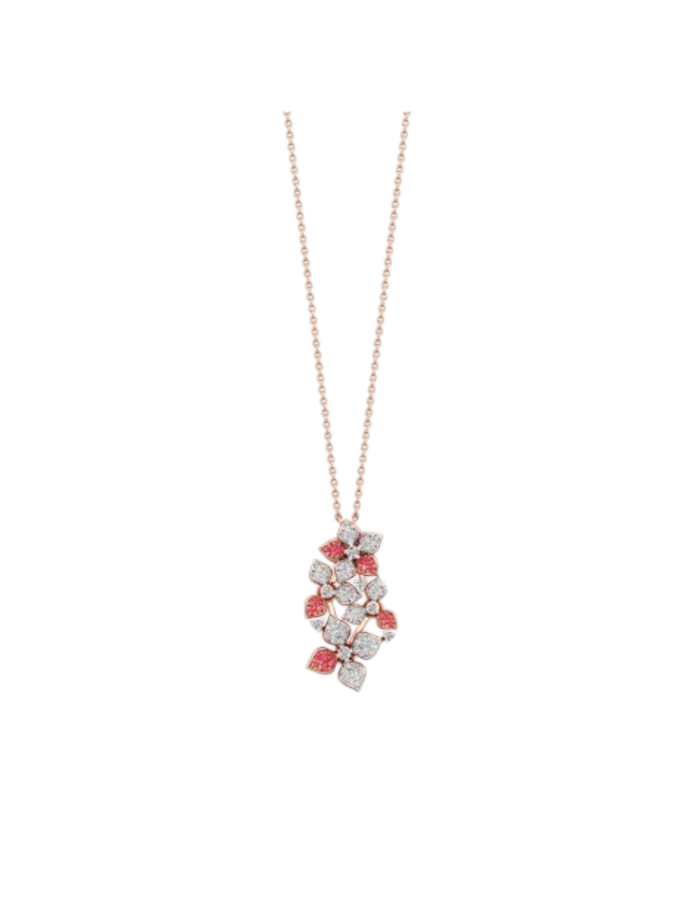 925 Sterling Silver Elegant Flower Design CZ Stones Rose Gold Plated Pendant With Chain For Women Kesardeep