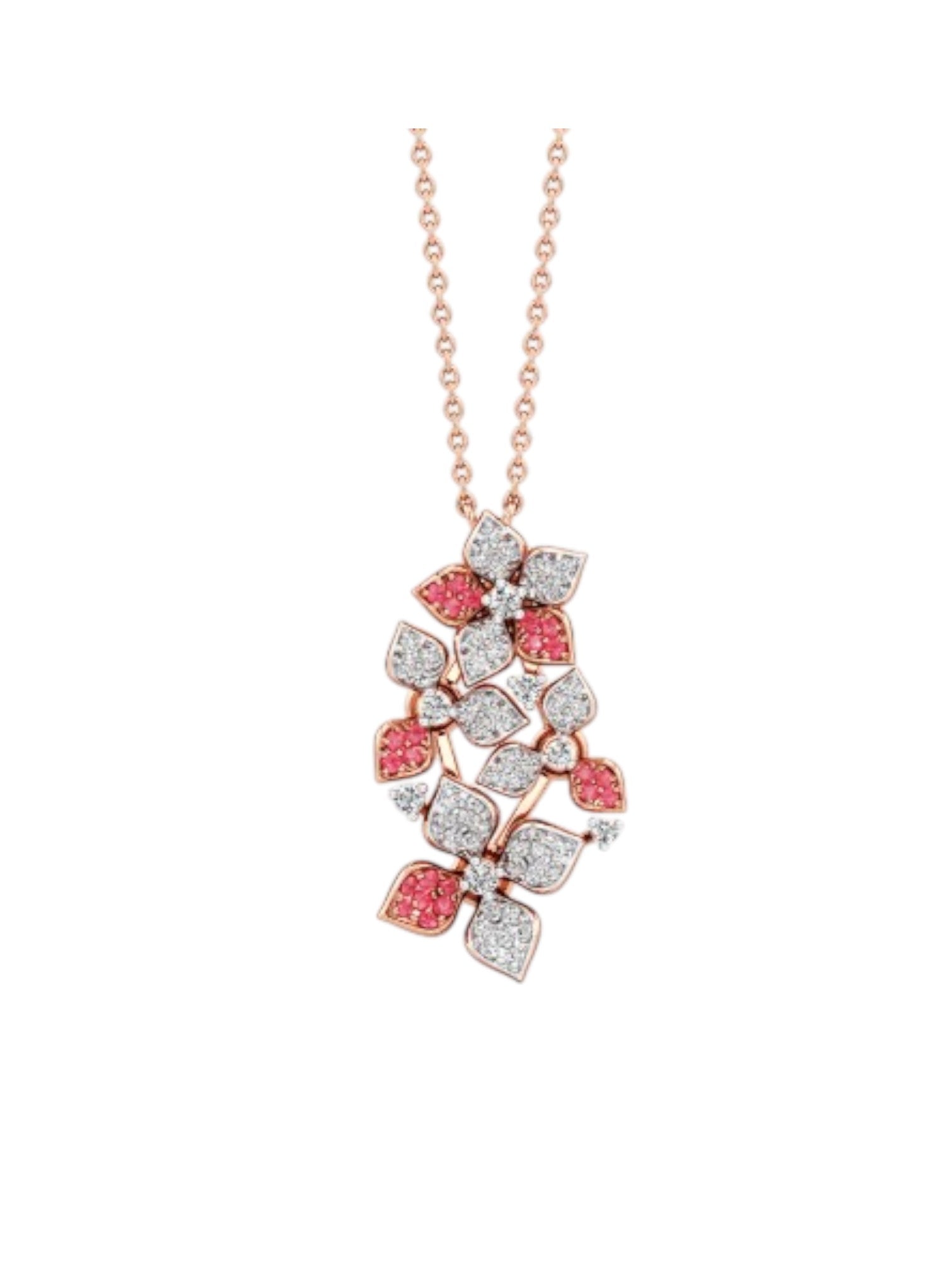 925 Sterling Silver Elegant Flower Design CZ Stones Rose Gold Plated Pendant With Chain For Women Kesardeep