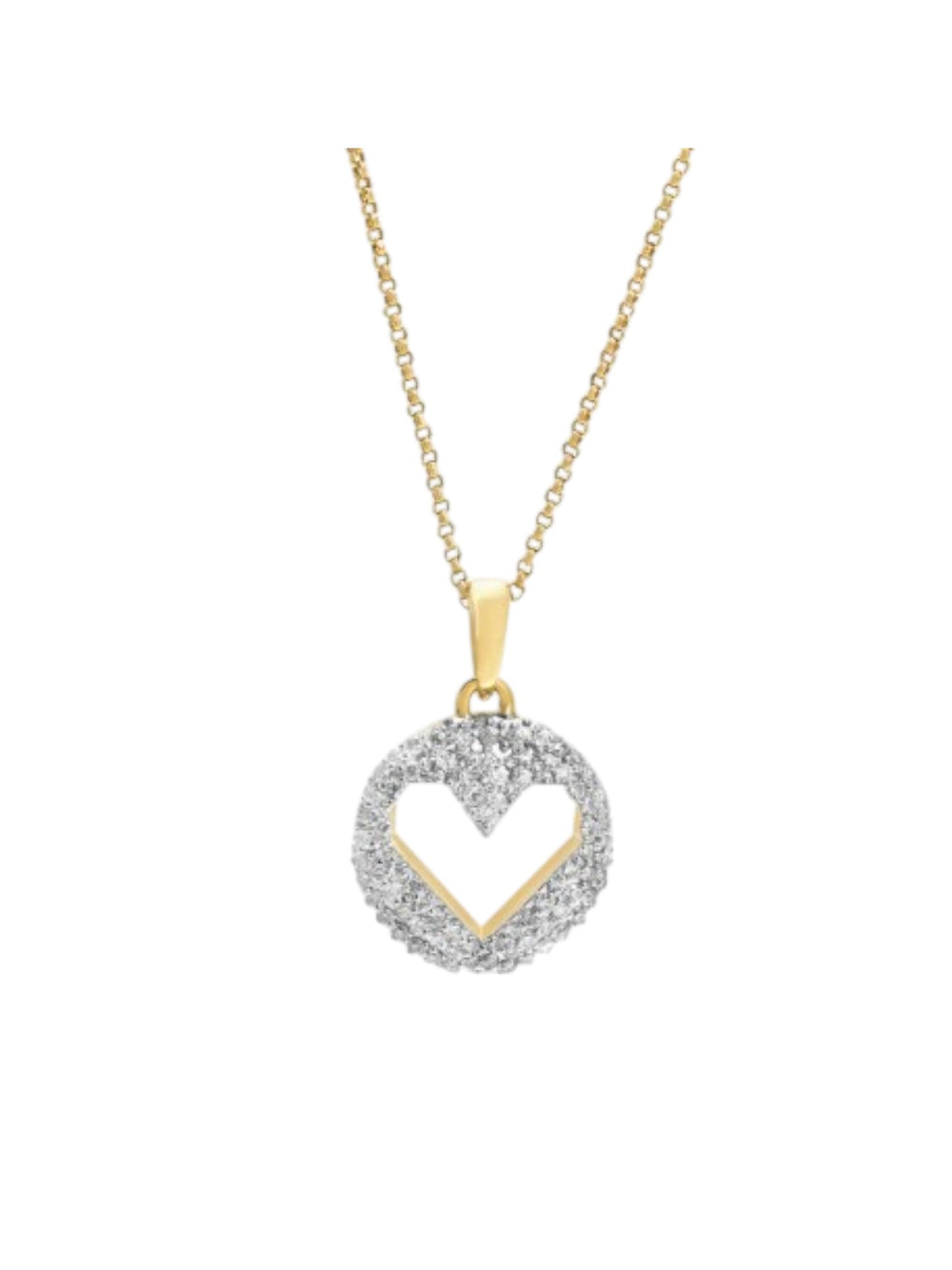 925 Sterling Silver Elegant heart Design CZ Stones Gold Plated Pendant With Chain For Women Kesardeep