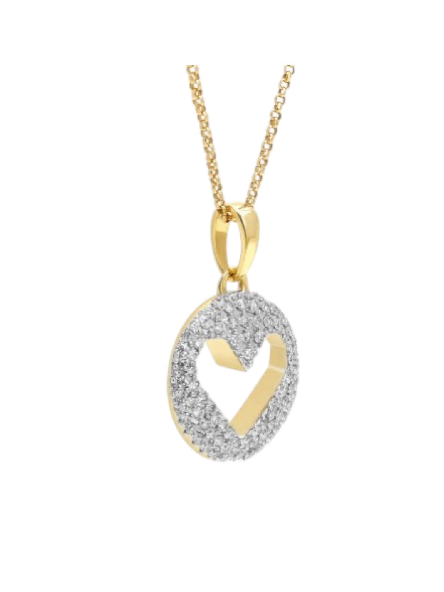 925 Sterling Silver Elegant heart Design CZ Stones Gold Plated Pendant With Chain For Women Kesardeep