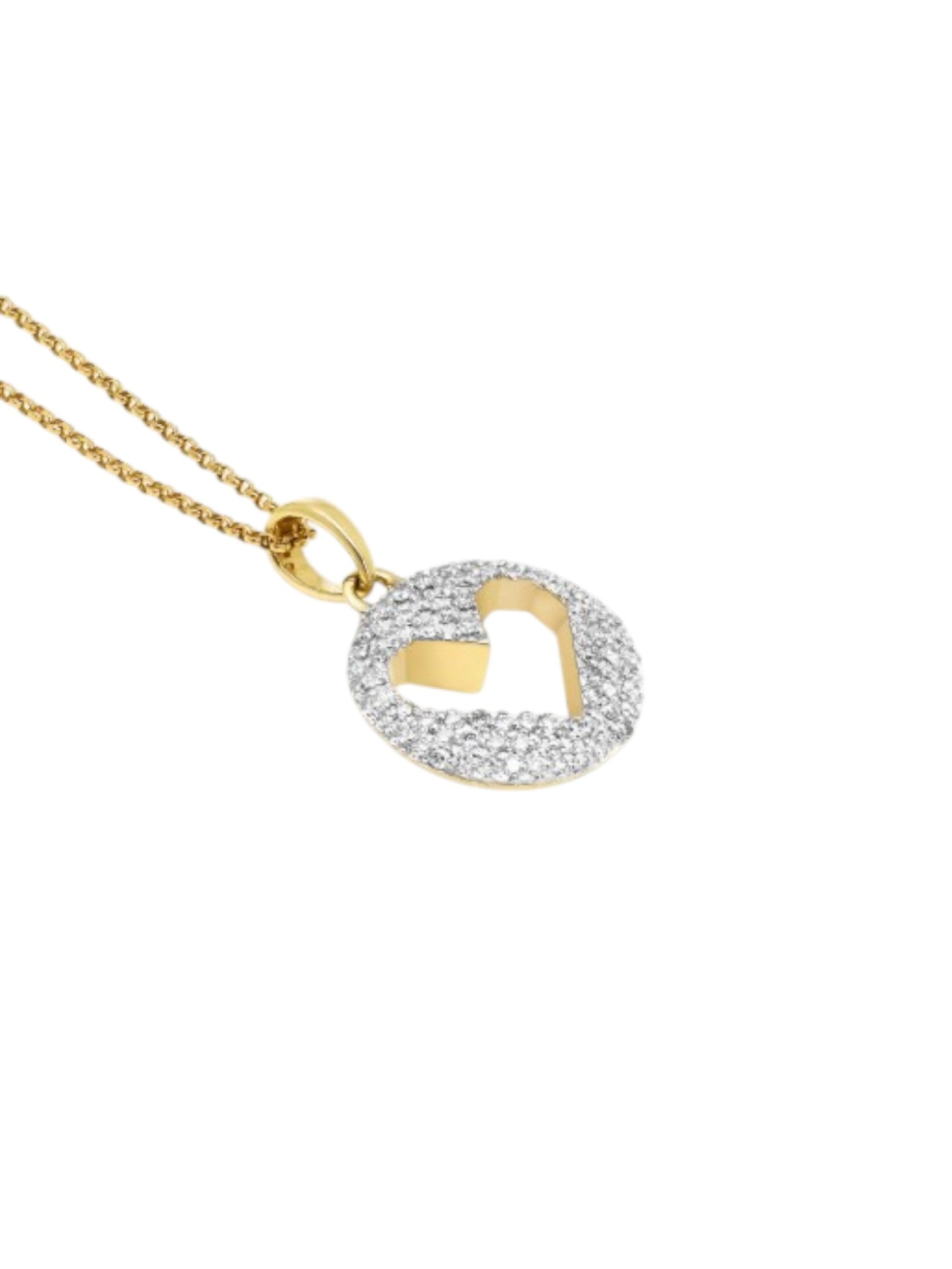 925 Sterling Silver Elegant heart Design CZ Stones Gold Plated Pendant With Chain For Women Kesardeep