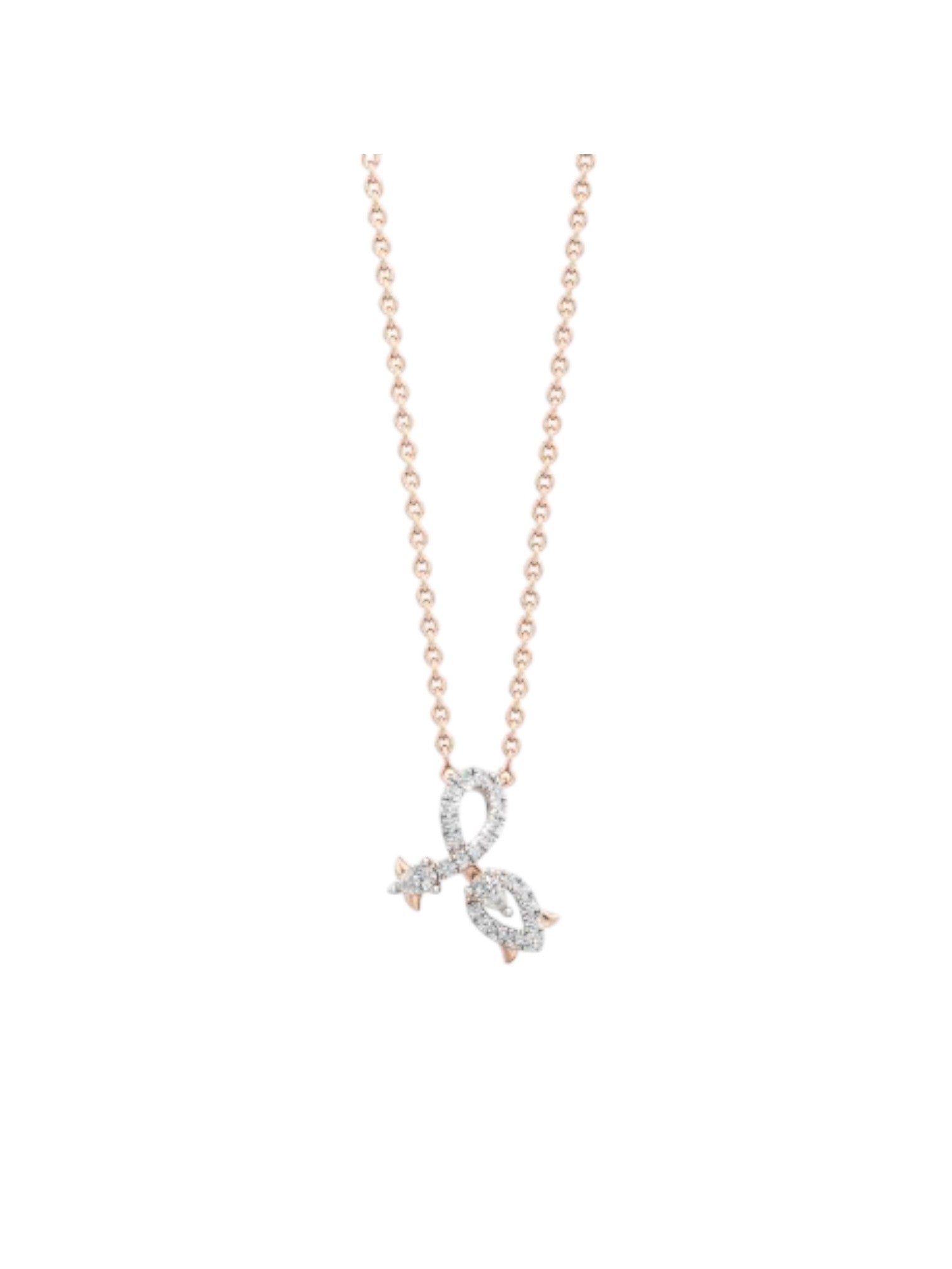 925 Sterling Silver Minimal Tulip Design CZ Stones Rose Gold Plated Pendant With Chain For Women Kesardeep