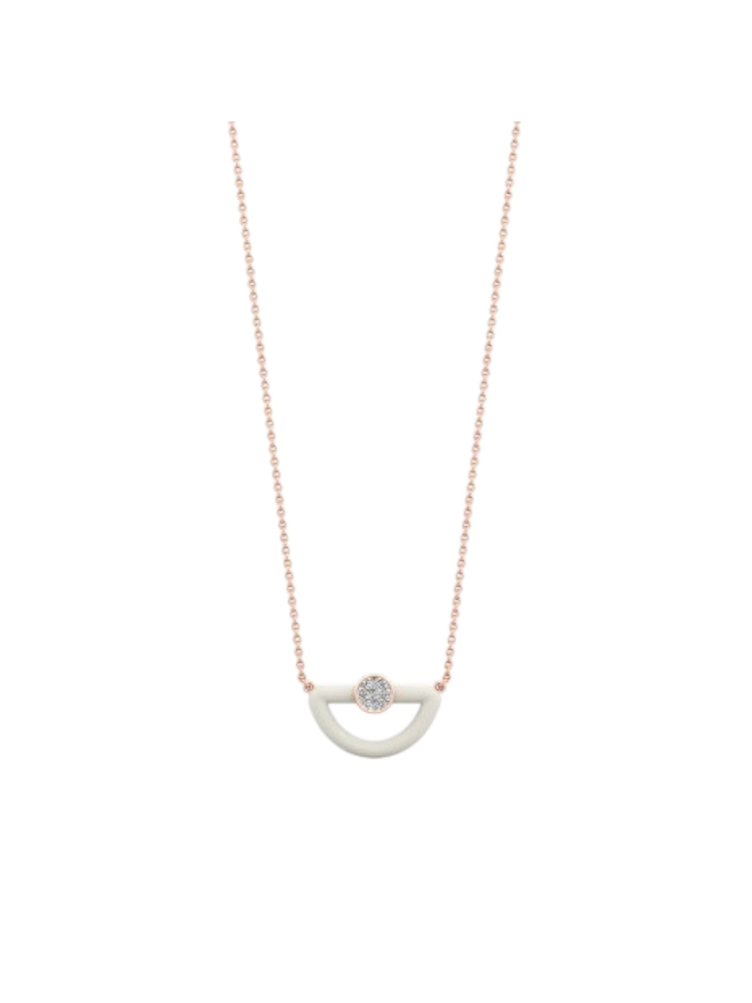 925 Sterling Silver Stylish Enameled Design CZ Stones Rose Gold Plated Pendant With Chain For Women Kesardeep