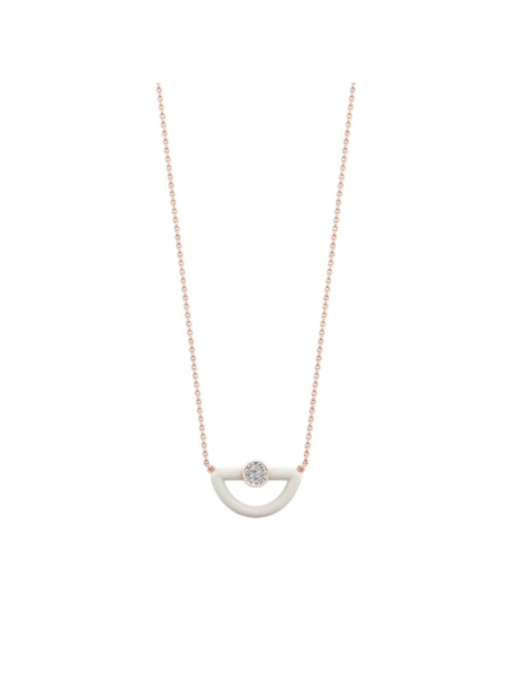 925 Sterling Silver Stylish Enameled Design CZ Stones Rose Gold Plated Pendant With Chain For Women Kesardeep