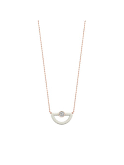 925 Sterling Silver Stylish Enameled Design CZ Stones Rose Gold Plated Pendant With Chain For Women Kesardeep