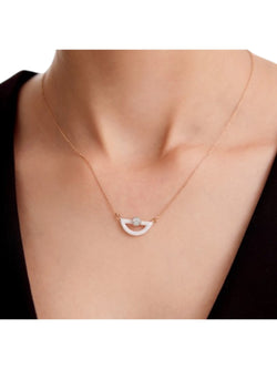 925 Sterling Silver Stylish Enameled Design CZ Stones Rose Gold Plated Pendant With Chain For Women Kesardeep