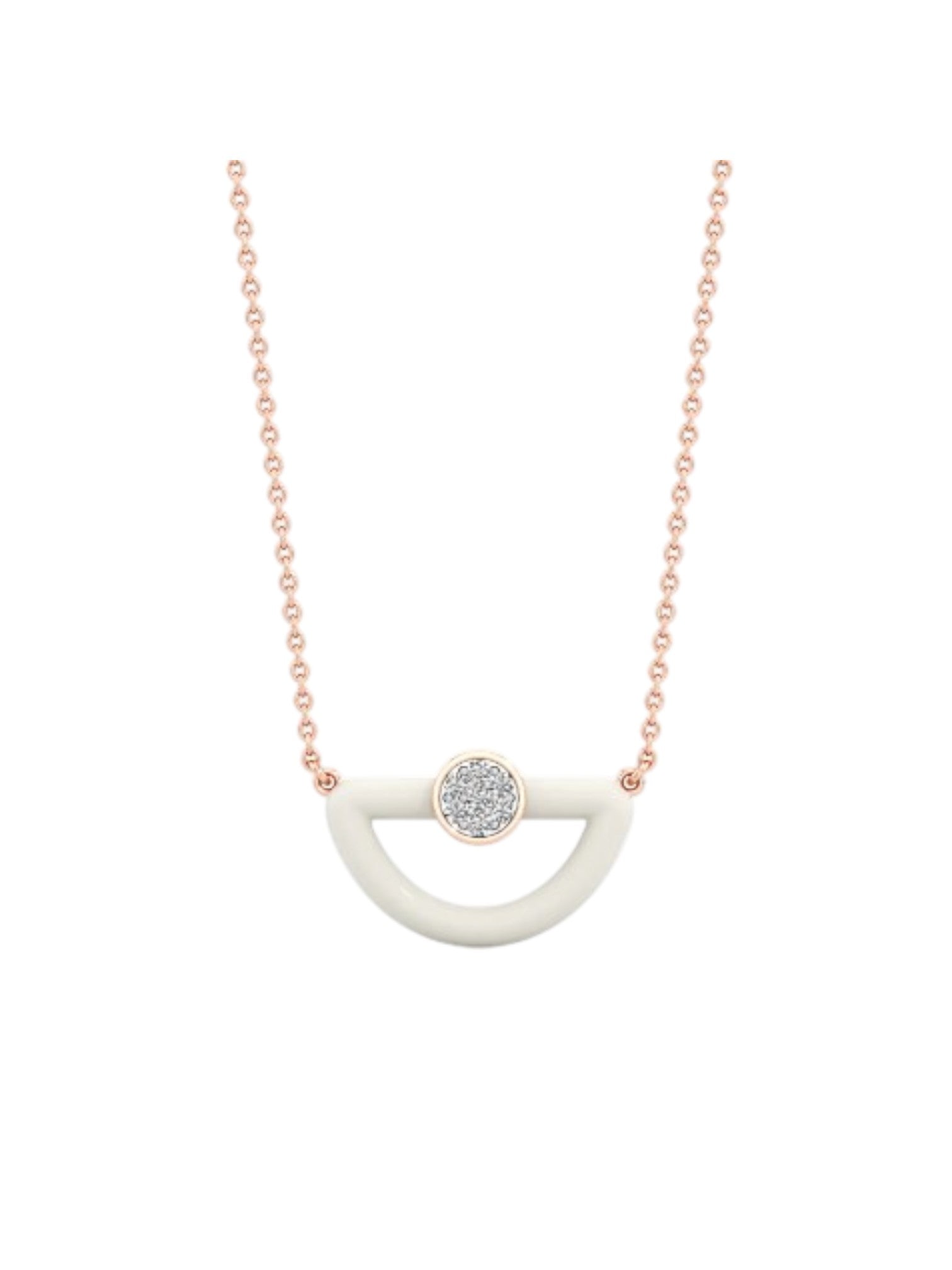 925 Sterling Silver Stylish Enameled Design CZ Stones Rose Gold Plated Pendant With Chain For Women Kesardeep