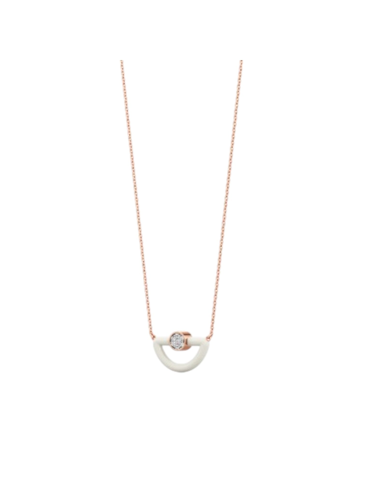 925 Sterling Silver Stylish Enameled Design CZ Stones Rose Gold Plated Pendant With Chain For Women Kesardeep