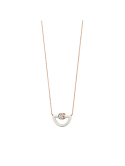 925 Sterling Silver Stylish Enameled Design CZ Stones Rose Gold Plated Pendant With Chain For Women Kesardeep
