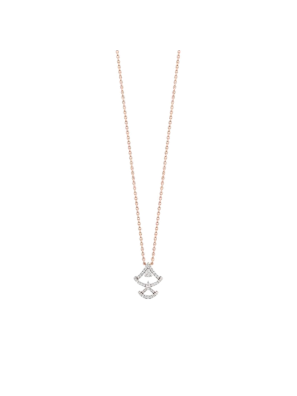 925 Sterling Silver Minimal Design CZ Stones Rose Gold Plated Pendant With Chain For Women Kesardeep