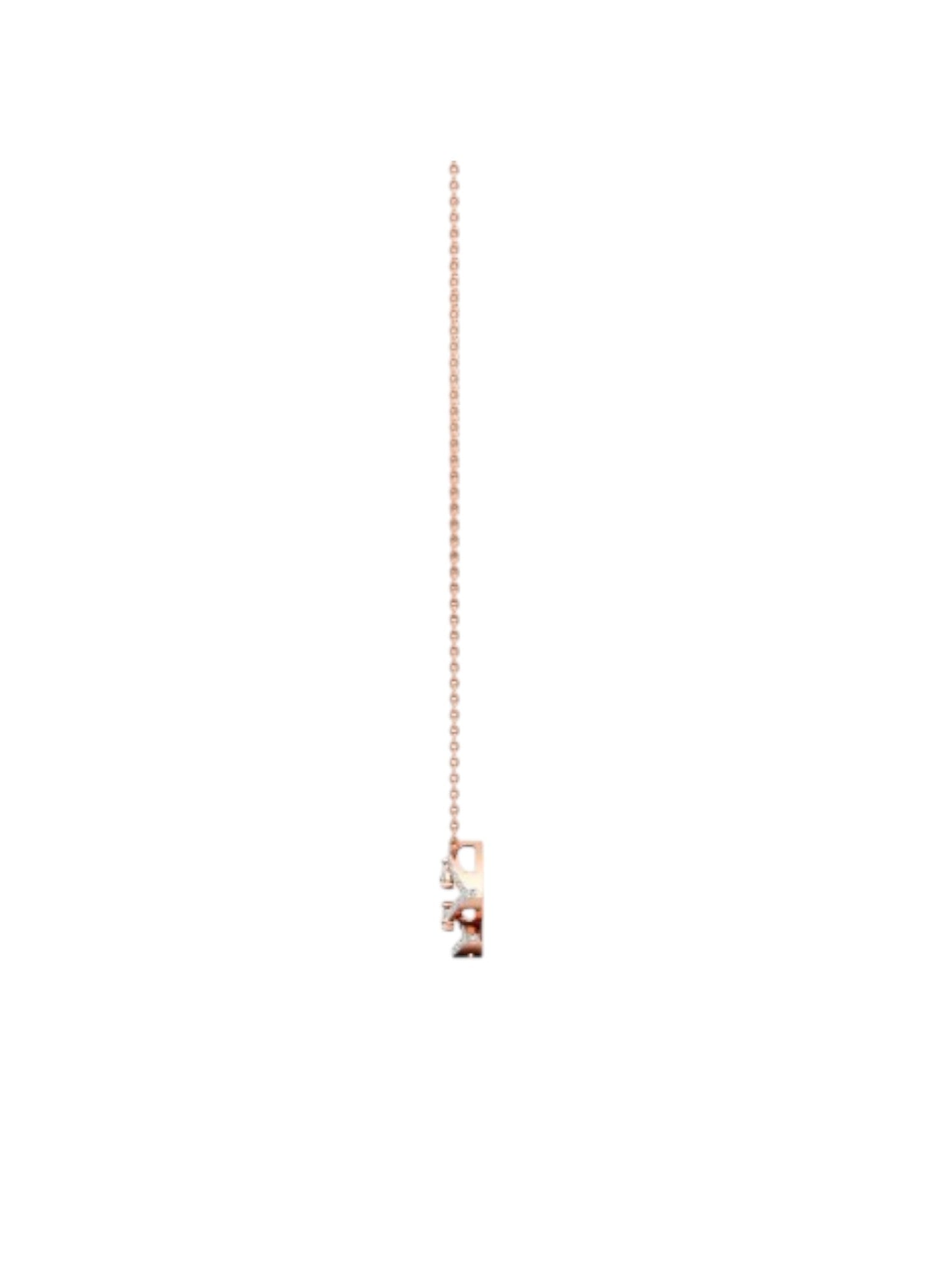 925 Sterling Silver Minimal Design CZ Stones Rose Gold Plated Pendant With Chain For Women Kesardeep