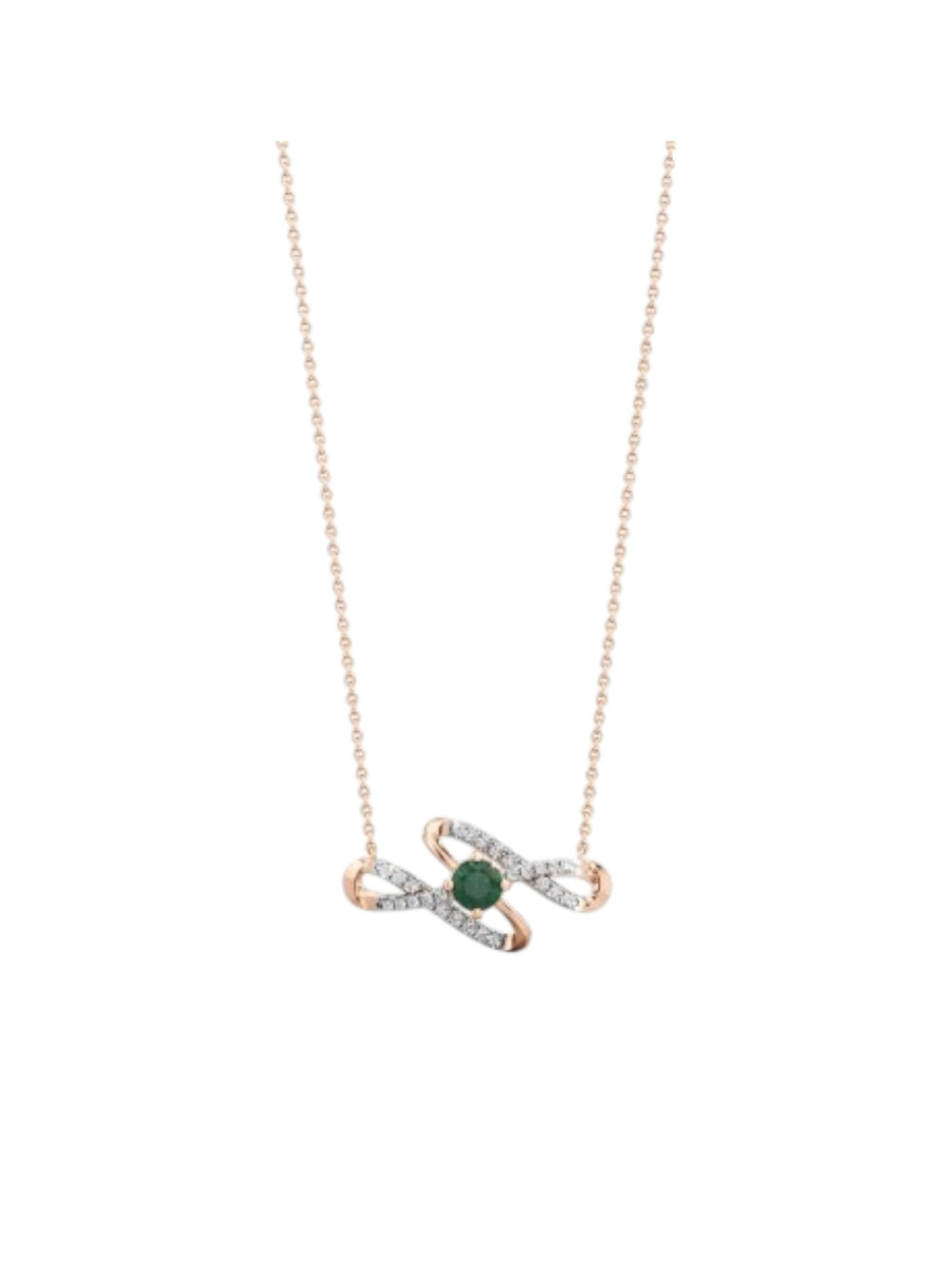 925 Sterling Silver Minimal Double Infinity Design CZ Stones Rose Gold Plated Pendant With Chain For Women Kesardeep