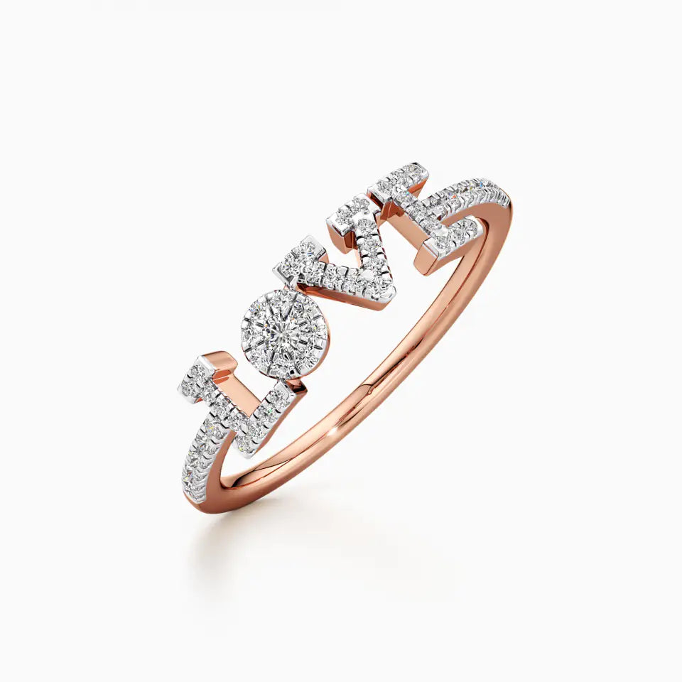 925 Sterling Silver Rose Gold Replicated Love Ring By Kesardeep Impex For Women