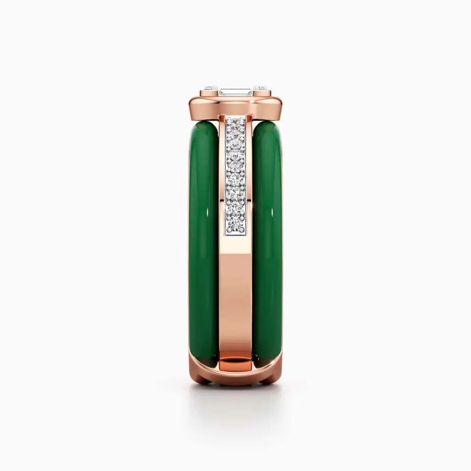 Green Enamel Rosegold Replicated Ring By Kesardeep Impex in 925 Sterling Silver