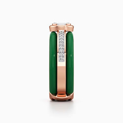 Green Enamel Rosegold Replicated Ring By Kesardeep Impex in 925 Sterling Silver