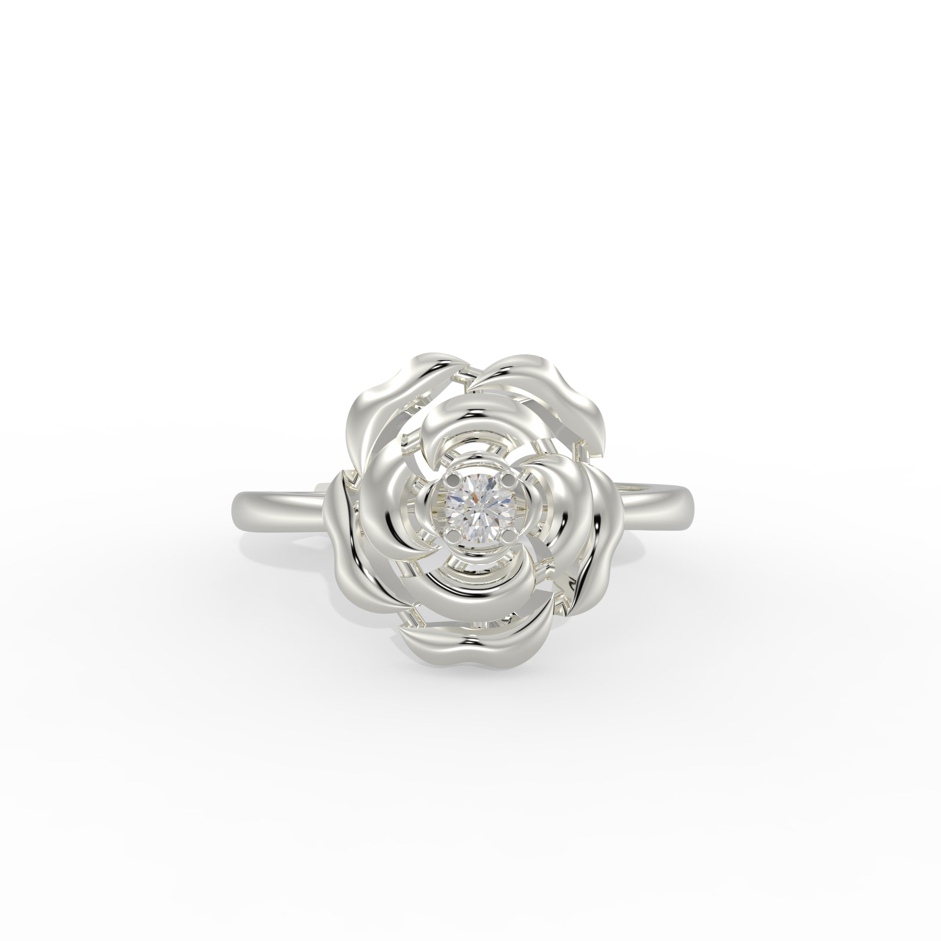 ROSE FLOWER GOLD PLATED RING SILVER RING 925 STERLING SILVER RING GOLD PLATED SILVER RING 18KT MICON PLATED RING DIAMON CUT CZ RING 