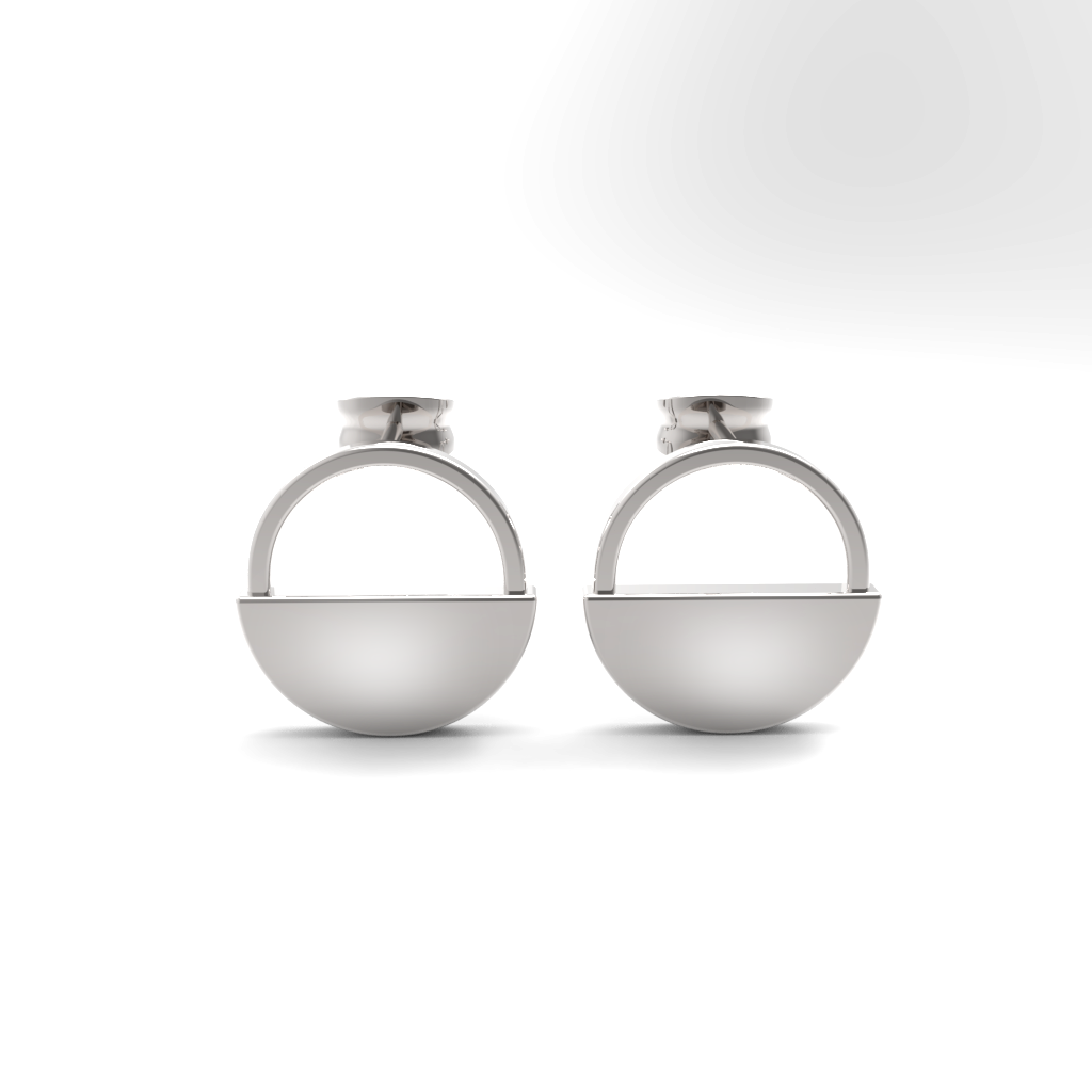 Half Moon Circle Dangling Earrings, Hallmarked 925 Sterling Silver - sitabo