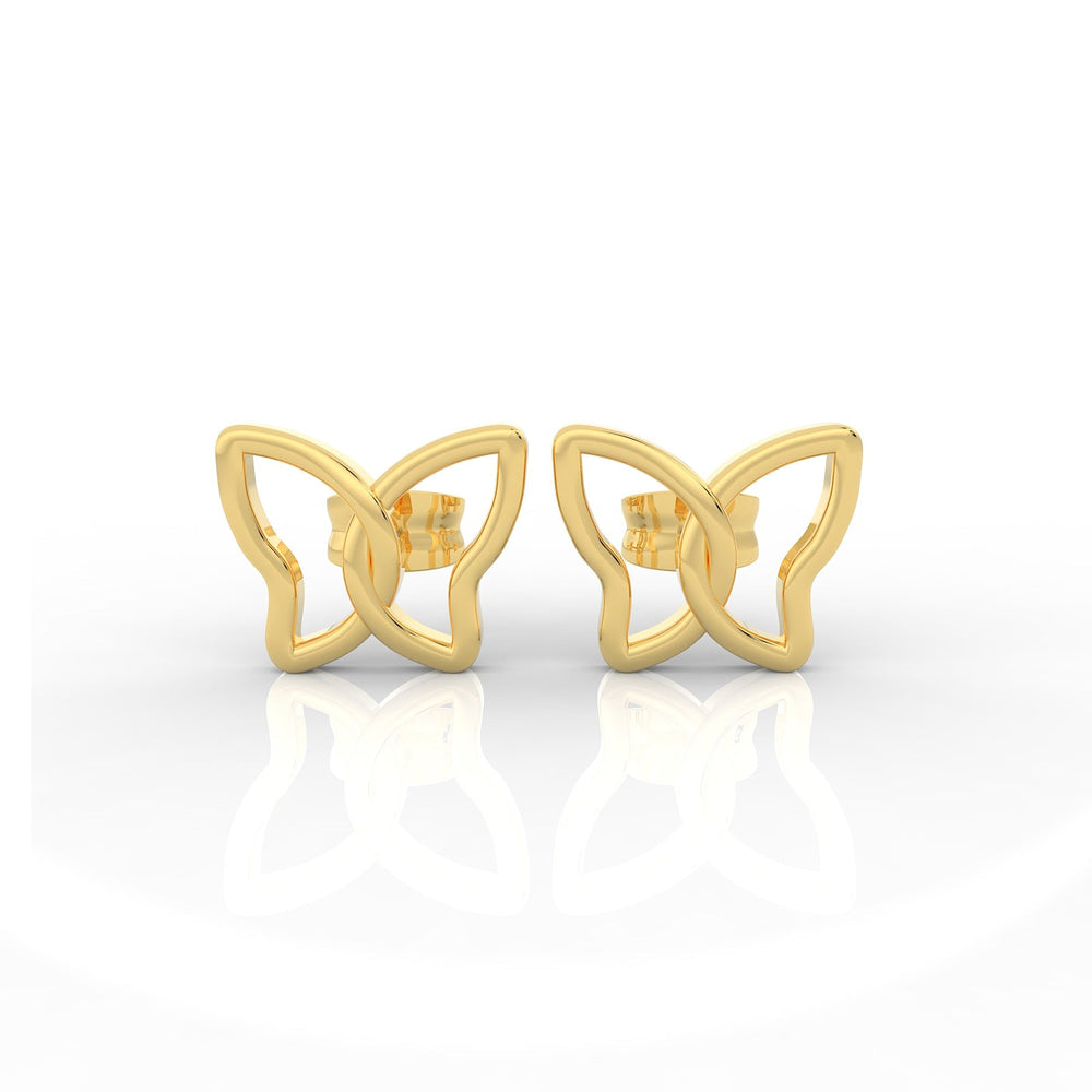 Flat Tiny Butterfly Earrings, Hallmarked 925 Sterling Silver - sitabo