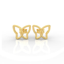 Flat Tiny Butterfly Earrings, Hallmarked 925 Sterling Silver - sitabo