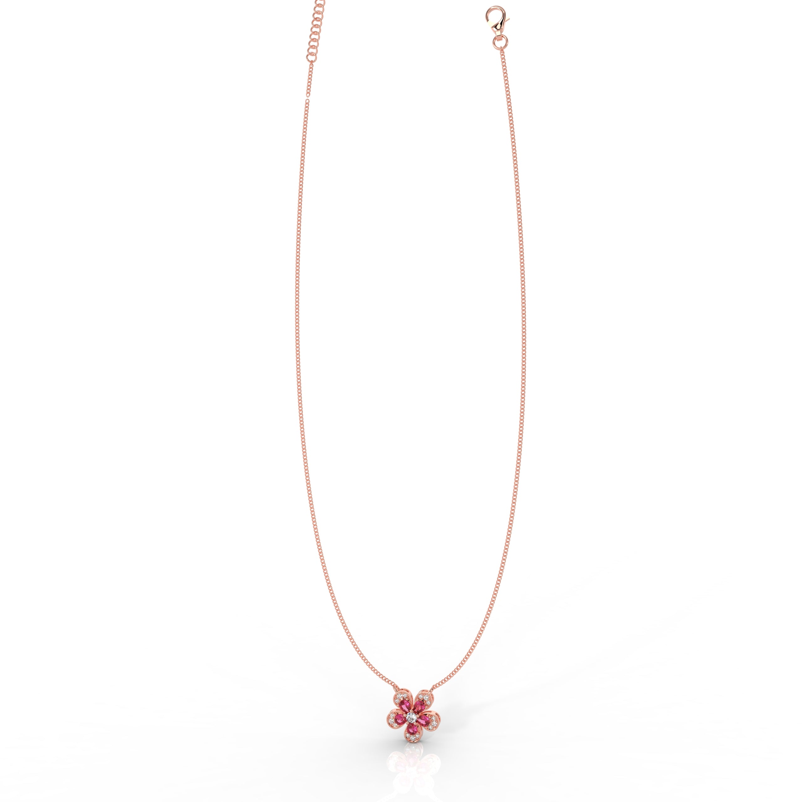 Daisy Flower Ruby Pendant With Chain, Hallmarked 925 Sterling Silver - sitabo
